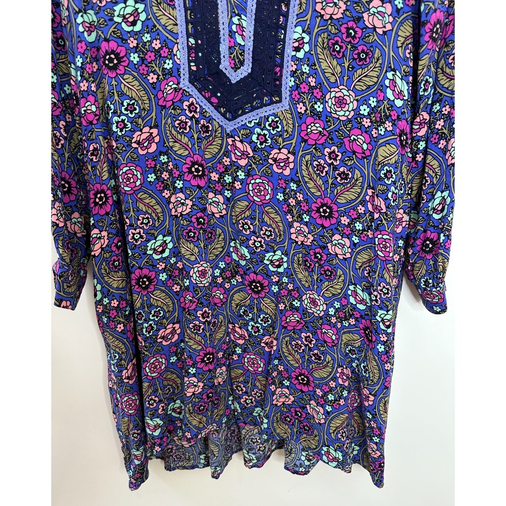 Matilda Jane Thoughts and Dreams Boho Floral Tunic Dress Purple Blue Size Medium - Picture 4 of 9